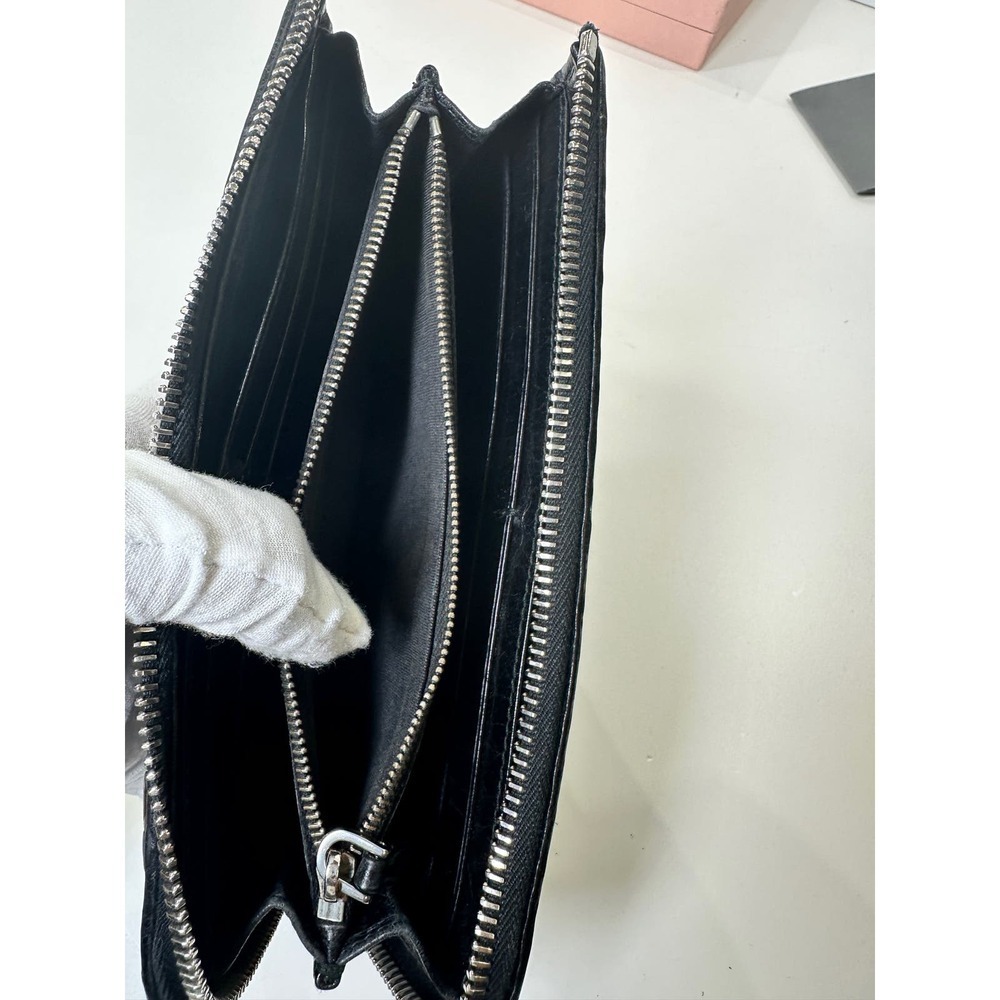 Authentic MIU MIU Black Matelasse Lux Leather Zip Wallet 5M1183 - Picture 11 of 13